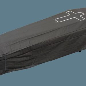 Black coffin cover with cross