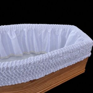 H.22 white trim gold coffin drapery