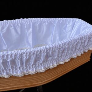 H.25 white trim gold coffin drapery with pillow