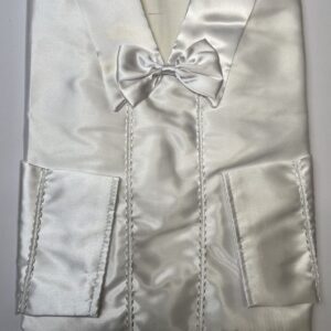 Man’s White Satin Shirt with Bow - Outsize