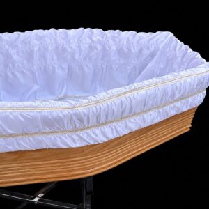 PRF II  white trim gold coffin drapery with pillow