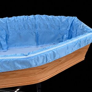 PRF blue coffin drapery with pillow
