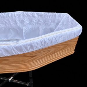 PRF white trim gold coffin drapery with pillow